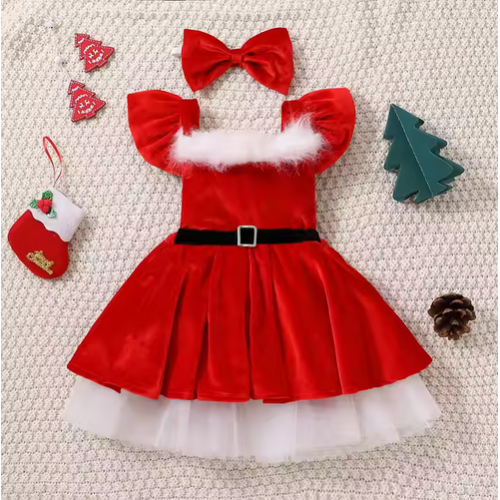 robe noel dos nu manches courtes rouge red enfant kids girl noel christmas tahiti fenua shopping