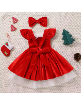 robe noel dos nu manches courtes rouge red enfant kids girl noel christmas tahiti fenua shopping