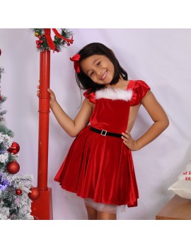 robe noel dos nu manches courtes rouge red enfant kids girl noel christmas tahiti fenua shopping