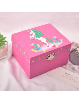 Boite bijoux licorne qui tourne avec musique rose pink rangement tahiti fenua shopping