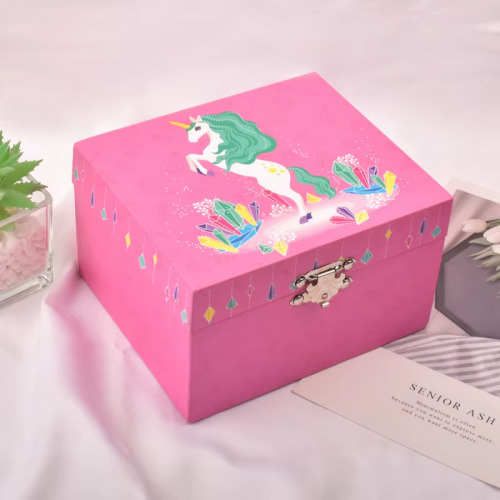 Boite bijoux licorne qui tourne avec musique rose pink rangement tahiti fenua shopping