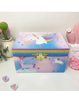 Boite bijoux licorne qui tourne avec musique rose pink rangement tahiti fenua shopping