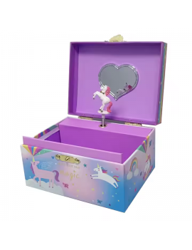 Boite bijoux licorne qui tourne avec musique violet rose pink rangement tahiti fenua shopping