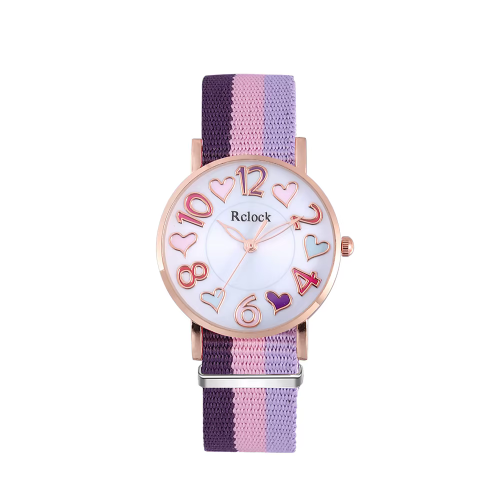 montre tricolor coeur rose violet kids enfant tahiti fenua shopping