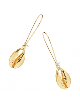 boucles pendantes shell gold doré coquillage oreilles percées femme tahiti fenua shopping