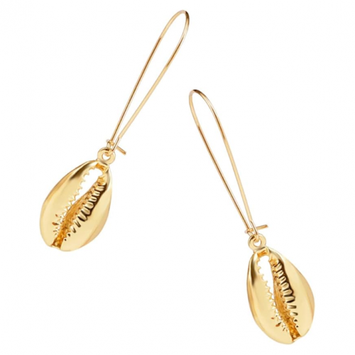 boucles pendantes shell gold doré coquillage oreilles percées femme tahiti fenua shopping