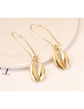 boucles pendantes shell gold doré coquillage oreilles percées femme tahiti fenua shopping