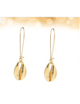 boucles pendantes shell gold doré coquillage oreilles percées femme tahiti fenua shopping