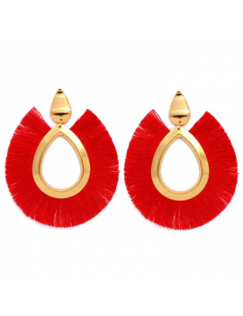 boucles pompon red gold grande oreilles percées tahiti fenua shopping