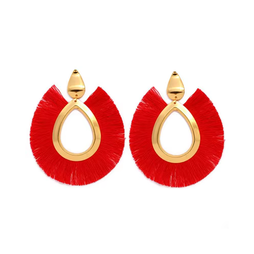 boucles pompon red gold grande oreilles percées tahiti fenua shopping