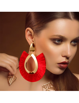 boucles pompon red gold grande oreilles percées tahiti fenua shopping