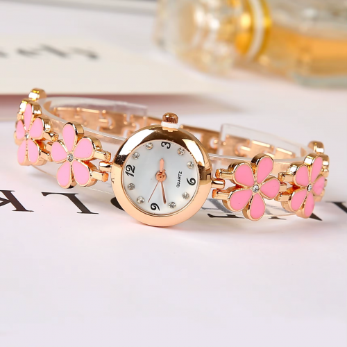 montre bracelet fleurs rose élégant tahiti fenua shopping