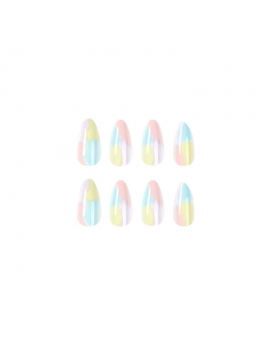 set 24 faux ongles rainbow arc en ciel coloré dégradé gradient rose bleu femme élégant tahiti fenua shopping
