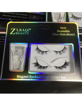 kit 2 faux cils adhésifs + recourbe cils pour femme soirée élégant yeux volume cils fête noir long cil tahiti fenua shopping