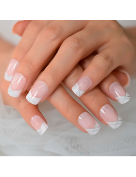 set faux ongles french rose blanc élégant tahiti fenua shopping
