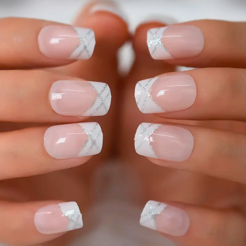 set faux ongles french rose blanc élégant tahiti fenua shopping