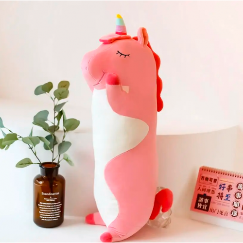 peluche kawaii unicorn rose long oreiller pink kids tout doux univers licorne tahiti fenua shopping