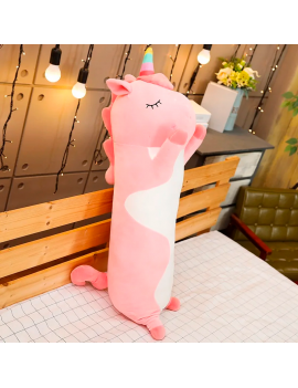 peluche kawaii unicorn rose long oreiller pink kids tout doux univers licorne tahiti fenua shopping