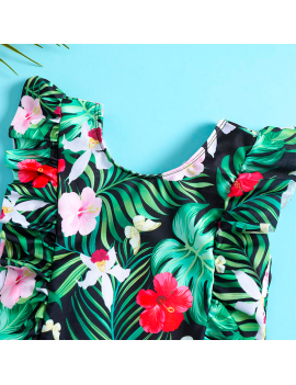 maillot green tropic été chaleur plage piscine kids se baigner fille fleurie tahiti fenua shopping