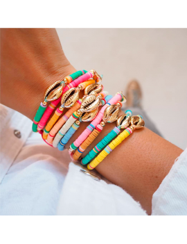 bracelet gold shell coquillage coloré enfant kids main tahiti fenua shopping