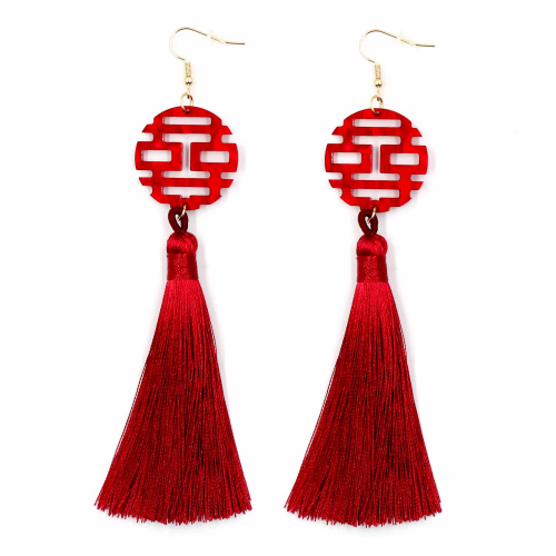 boucles pompon nouvel an chinois asiatique traditionnel rouge fête accessoire bijoux beauté femme tahiti fenua shopping