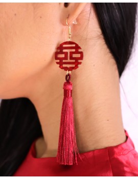 boucles pompon nouvel an chinois asiatique traditionnel rouge fête accessoire bijoux beauté femme tahiti fenua shopping