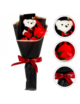 bouquet roses + ourson trop mignon cadeau saint valentin couple amoureux romantique fleurs éternelles