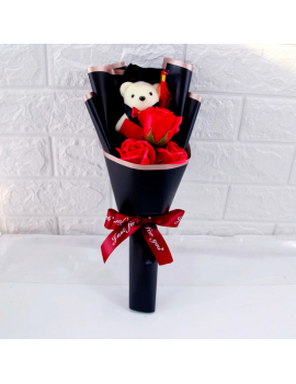 bouquet roses + ourson trop mignon cadeau saint valentin couple amoureux romantique fleurs éternelles