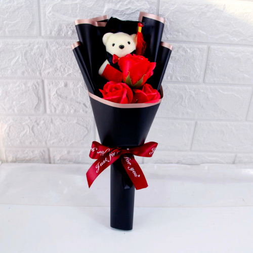 bouquet roses + ourson trop mignon cadeau saint valentin couple amoureux romantique fleurs éternelles