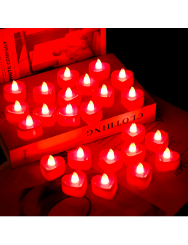 set 12 bougies cœur led romantique ambiance festive chaleureuse déco lumière forme coeur saint valentin tahiti fenua shopping