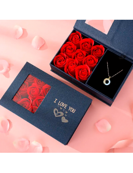 boite a bijoux + roses fausses fleurs glamour romantique cadeau saint valentin amour rouge noir élégant tahiti fenua shopping