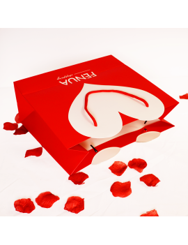 sachet cadeau coeur rouge blanc offrir emballage cadeau saint valentin romantique amour love tahiti fenua shopping