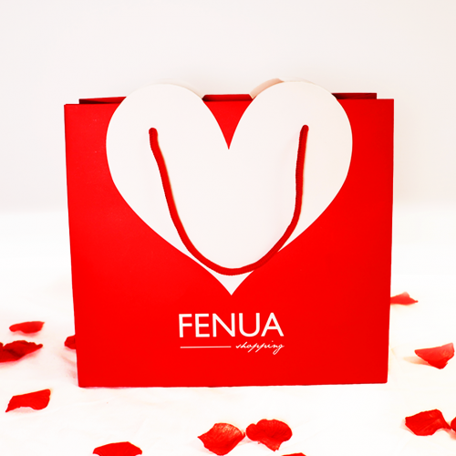 sachet cadeau coeur rouge blanc offrir emballage cadeau saint valentin romantique amour love tahiti fenua shopping