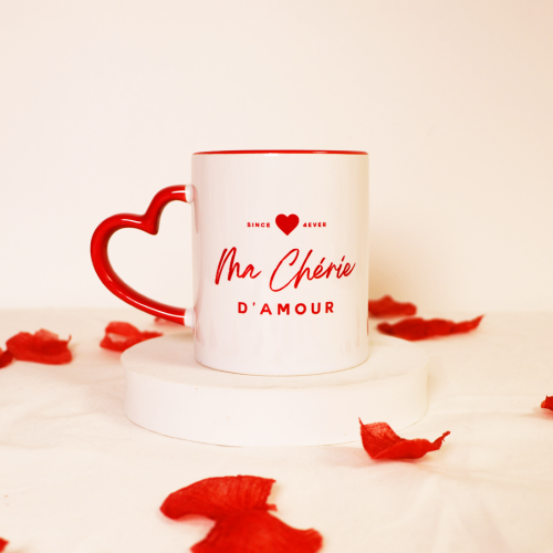 tasse mon ma chéri chérie à offrir à son amour amoureux amoureuse thé café matin doux mignon coeur rouge saint valentin