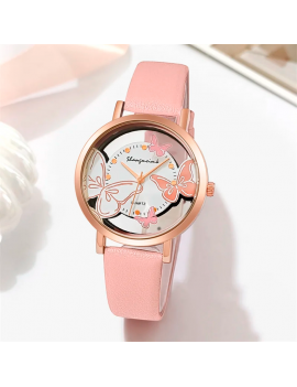 montre gold butterfly color papillon accessoire poignet chic heure aiguille rose rouge blanc tahiti fenua shopping