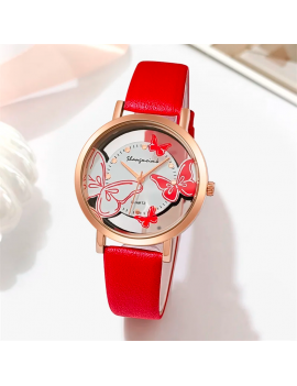 montre gold butterfly color papillon accessoire poignet chic heure aiguille rose rouge blanc tahiti fenua shopping