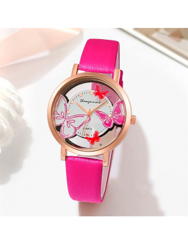 montre gold butterfly color papillon accessoire poignet chic heure aiguille rose rouge blanc tahiti fenua shopping