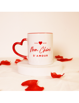 tasse mon ma chéri chérie à offrir à son amour amoureux amoureuse thé café matin doux mignon coeur rouge saint valentin