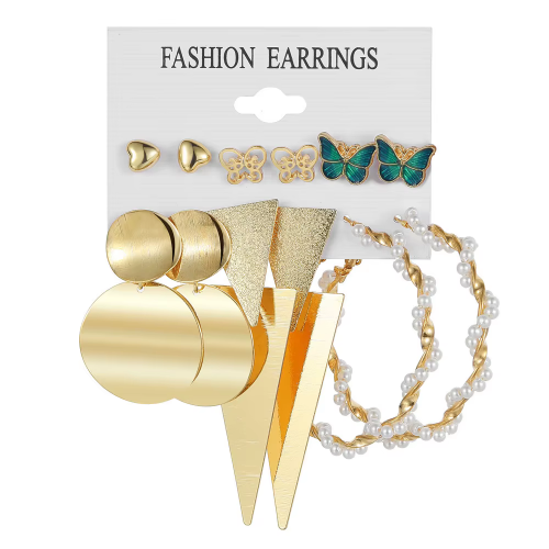Set de 3 boucles d'oreilles Agatha Beloved blanc