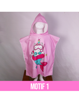 poncho plage serviette doux plage mer piscine accessoire capuche tenue enfant kids dino licorne tahiti fenua shopping