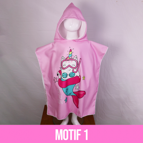 poncho plage serviette doux plage mer piscine accessoire capuche tenue enfant kids dino licorne tahiti fenua shopping