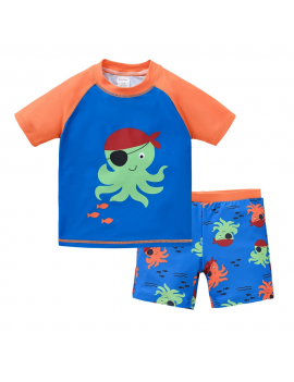 maillot top + short octopus boy garcon swimwear pieuvre poulpe pirate tahiti fenua shopping