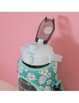 gourde sport étui hibiscus flower fleur tropicale PVC transport facile boisson bouteille tahiti fenua shopping