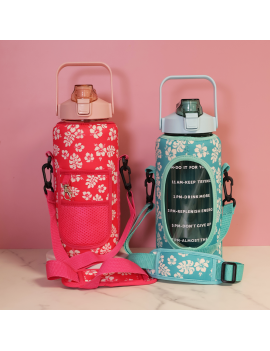 gourde sport étui hibiscus flower fleur tropicale PVC transport facile boisson bouteille tahiti fenua shopping