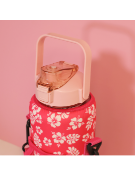 gourde sport étui hibiscus flower fleur tropicale PVC transport facile boisson bouteille tahiti fenua shopping