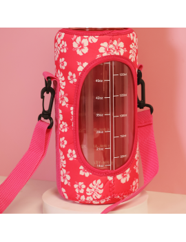 gourde sport étui hibiscus flower fleur tropicale PVC transport facile boisson bouteille tahiti fenua shopping