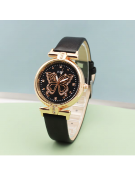 montre butterfly chic noir enfant femme cadeau bijoux poignet heure aiguille papillon tahiti fenua shopping