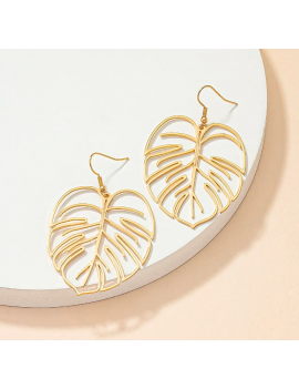 boucles larges ape alliage feuille tropicale dorée oreille bijoux visage femme enfant tahiti fenua shopping