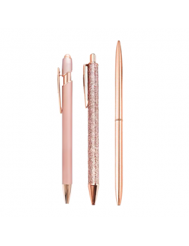 set 3 stylos pink école maitresse offrir cadeau écriture rose brillant papeterie tahiti fenua shopping
