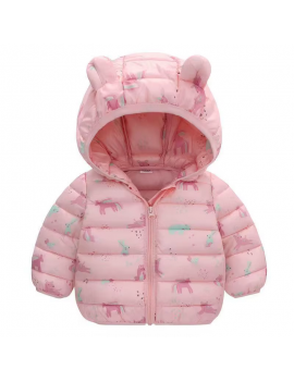 manteau pour enfant tient au chaud doudoune kids fun dino licorne capuche rose bleu tahiti fenua shopping